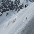 Climbers ascending way up to Aiguille du Midi with details of Ai Royalty Free Stock Photo