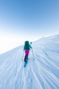 climbers climb to the top of the mountain in winter Royalty Free Stock Photo