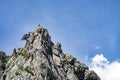 Climbers are climbing a rocky mountain in Paklenica, Croatia Royalty Free Stock Photo