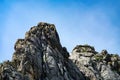 Climbers are climbing a rocky mountain in Paklenica, Croatia Royalty Free Stock Photo