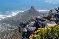 Climbers climbing from the Table Mountain