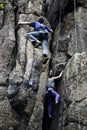 Climbers climbing on a wall, Sokoliki, Poland
