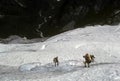 Climbers descending glacier and icefall