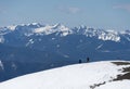 Climbers descending a ridge in Montana Mountains Royalty Free Stock Photo