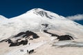 Climbers go to the top of Mount Elbrus