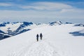 Climbers go up on the glacier