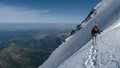 Climbers high on the Moench north face Royalty Free Stock Photo