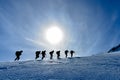 Climbers march towards summit Royalty Free Stock Photo