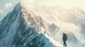 Climbers scale majestic mountains, demonstrating both physical prowess and breathtaking natural beauty.