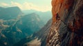 Climbers scale majestic mountains, demonstrating both physical prowess and breathtaking natural beauty.