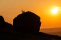 Sunset over the Cow and Calf rocks. Ilkley Royalty Free Stock Photo