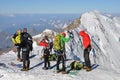 Climbers on the summit of Mount Rosa Royalty Free Stock Photo
