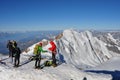 Climbers on the summit of Mount Rosa Royalty Free Stock Photo