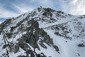 Climbers walking down in the Mountain of Rila