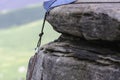 Climbing anchor on rock edge Royalty Free Stock Photo