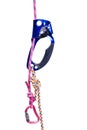 Climbing ascender, rope, carabiner