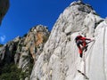 Climbing in beatiful landscape Royalty Free Stock Photo