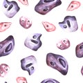 Climbing bouldering stones of different shapes and colours. Seamless pattern painted Illustration
