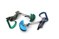 Climbing cams in green and blue Royalty Free Stock Photo