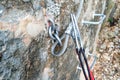 Climbing Carabiner On A Steel Rope