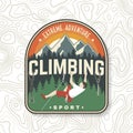 Climbing Club badge, logo Patch. Vector. Concept for shirt or logo, print, stamp or tee. Vintage typography design with Royalty Free Stock Photo
