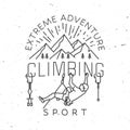 Climbing Club badge. Vector. Concept for shirt or logo, print, stamp or tee. Vintage line art typography design with Royalty Free Stock Photo