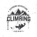 Climbing Club badge. Vector. Concept for shirt or logo, print, stamp or tee. Vintage typography design with climber Royalty Free Stock Photo