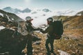 Climbing Couple Man and Woman holding hands Royalty Free Stock Photo