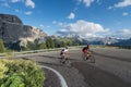 Climbing with the cycle to the pass-marmolada-dolomites