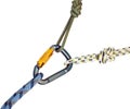 Climbing equipment - carabiner and rope