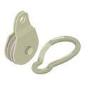 Climbing equipment icon isometric vector. Stainless steel carabiner winch block