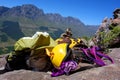 Climbing gear on rocks Royalty Free Stock Photo