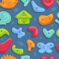 Climbing grips seamless pattern. Colorful hooks for artificial rocks. Different shapes repeating elements. Stable ledges