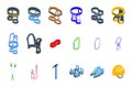Climbing harness icons set isometric vector. Gear equipment Royalty Free Stock Photo