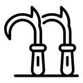 Climbing hooks icon, outline style