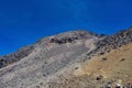 Climbing the Iztaccihuatl volcano, Popocatepetl volcano in Mexico, Tourist on the peak of high rocks. Sport and active life Royalty Free Stock Photo