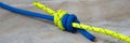 Climbing knots: double fisherman`s or grapevine knot