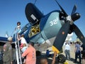 Climbing the Ladder to See the WWII Helldiver Royalty Free Stock Photo