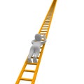 Climbing man and ladder