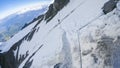 Climbing Mont Blanc, Dangerous Couloir passage Royalty Free Stock Photo