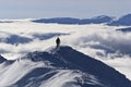 Climbing the mountain in winter Royalty Free Stock Photo