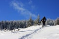 Climbing on the mountain in winter Royalty Free Stock Photo