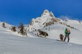 Climbing on mountain in winter Royalty Free Stock Photo