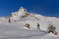 Climbing on mountain in winter Royalty Free Stock Photo