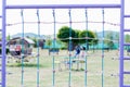 Climbing net toy in public children play park Royalty Free Stock Photo