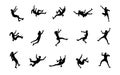Climbing people silhouettes vector. Rock climber action poses Royalty Free Stock Photo