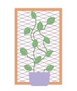 Climbing plant on grid frame 2D cartoon object