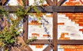 Climbing plants on a half-timbered house with red bricks Royalty Free Stock Photo