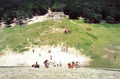 Climbing the pyramid at Chitchen Itza, Yucatan, Mexico