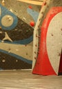 Climbing a rock wall indoor Kid climbing AND CHILD Royalty Free Stock Photo